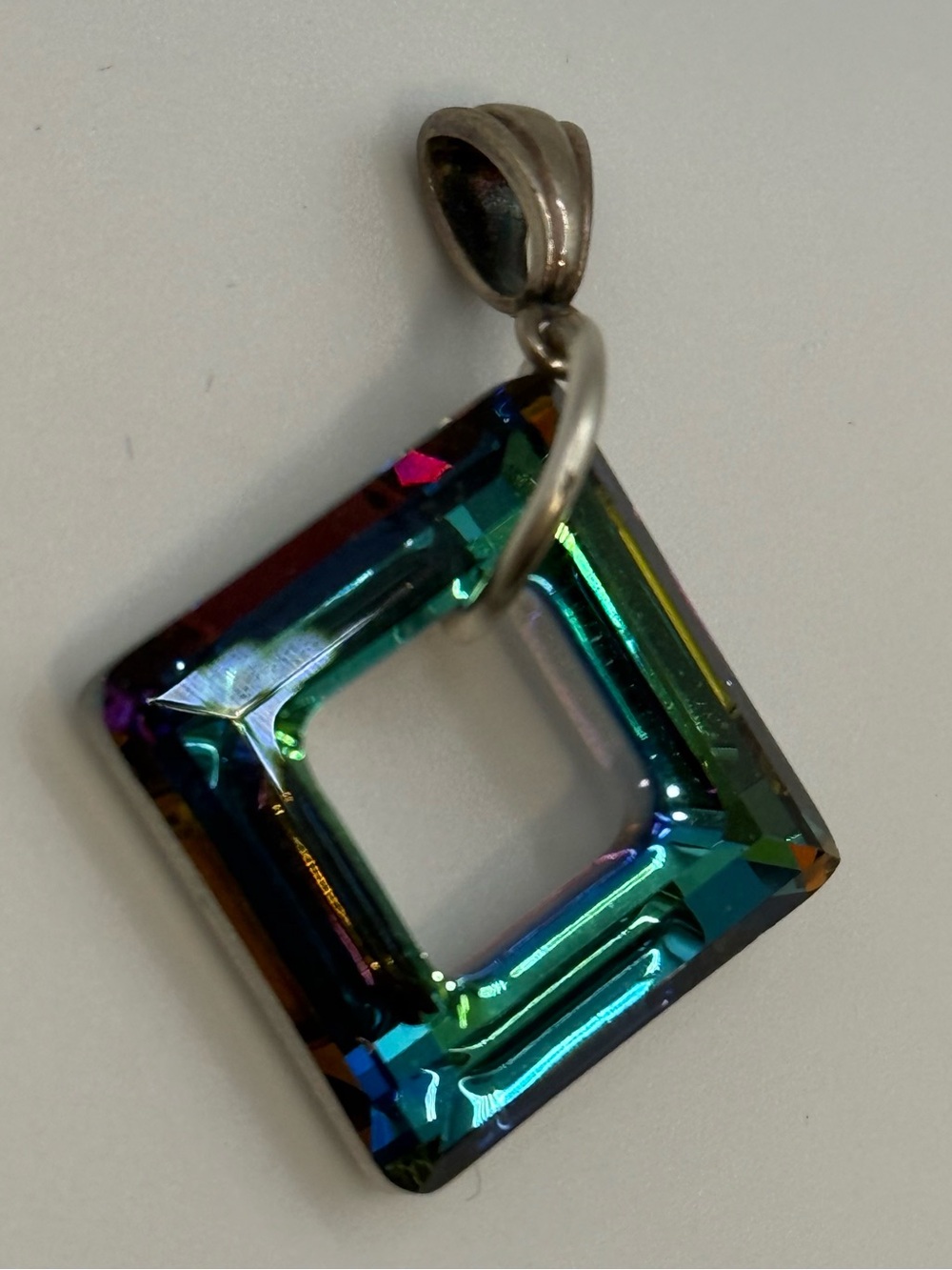 Swarovski Multicolor Square Crystal Pendant